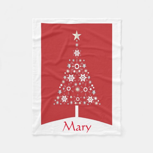 Couverture Polaire Arbre De Noël Blanc Et Argent (Devant)