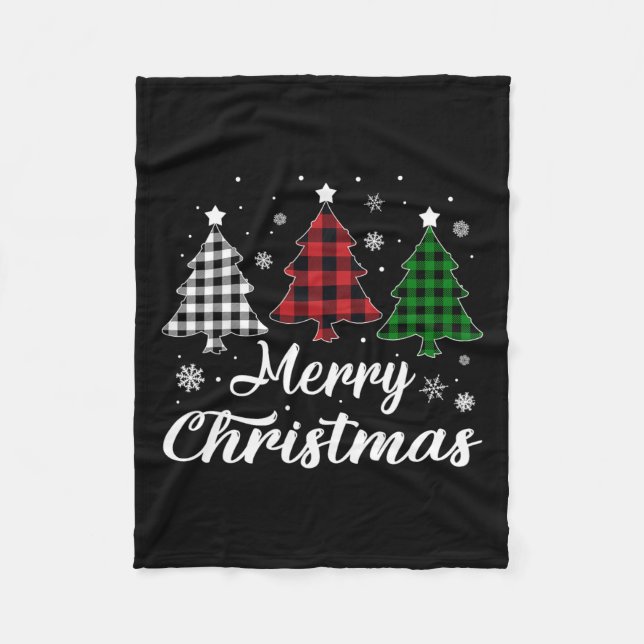 Couverture Polaire Arbre de Noël Buffle Plaid Rouge Blanc Vert (Devant)
