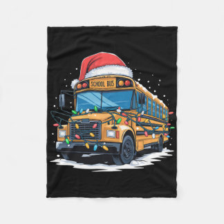 Couverture Polaire Arbre de Noël Bus Scolaire Chapeau de Père Noël Mi