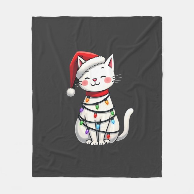Couverture Polaire Arbre de Noël Chat Noël (5) (Devant)