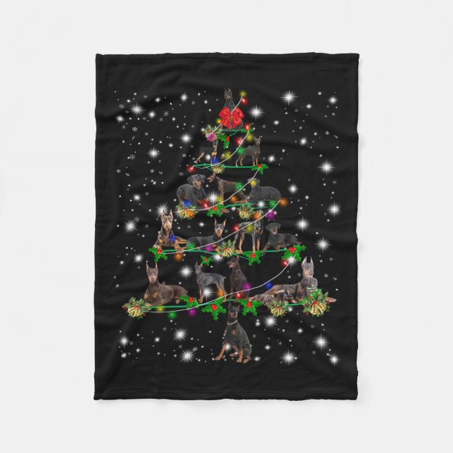 Couverture Polaire Arbre De Noël Doberman Couvert De Lampe De Feu (Devant)