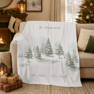 Couverture Polaire Arbre de Noël en pin de la forêt hivernale Monogra