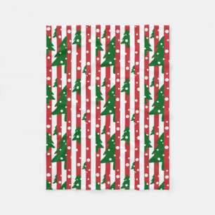 Couverture Polaire Arbre de Noël moderne motif rouge vert rayé