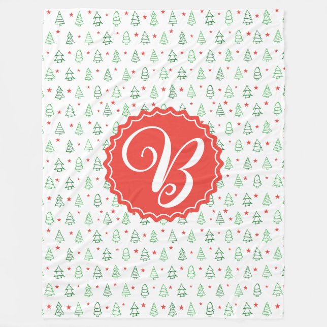 Couverture Polaire Arbre de Noël rouge et vert (Devant)