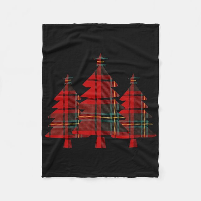 Couverture Polaire Arbre de Noël Rouge Plaid Pine Trees (Devant)