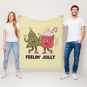 Couverture Polaire Arbre de Noël Sentiment Joyeux Amateur de Café Hiv