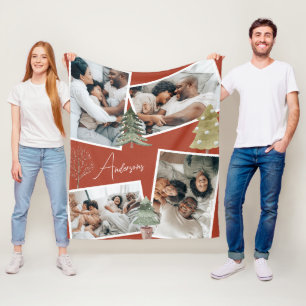 Couverture Polaire Arbre de pin de Noël multiphoto en terre cuite mod