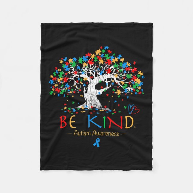 Couverture Polaire Arbre de Sensibilisation sur l'autisme de vie Mois (Devant)