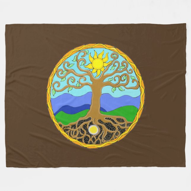 Couverture Polaire Arbre de vie Mandala (Devant (Horizontal))