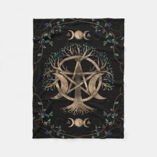 Couverture Polaire Arbre de vie Pentagramme de lune ornement