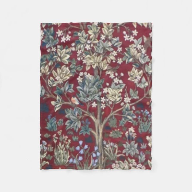 Couverture Polaire Arbre De Vie William Morris Rouge (Devant)