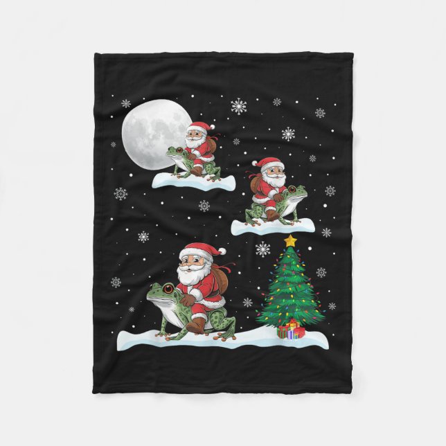 Couverture Polaire Arbre d'éclairage de Noël Père Noël équitation Iso (Devant)