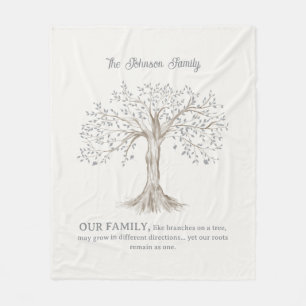 Couverture Polaire Arbre peint à la main Citation de famille personna