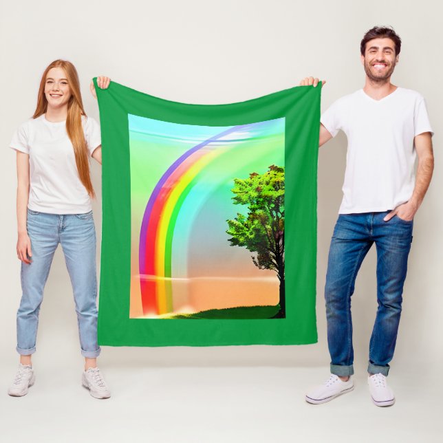 Couverture Polaire Arbre vert sous arc-en-ciel (En situation)