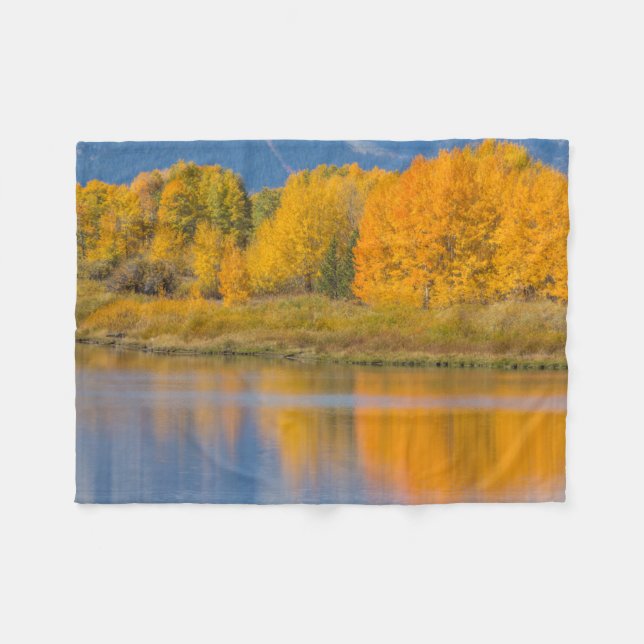 Couverture Polaire Arbres d'Aspen couleur d'automne (Devant (Horizontal))