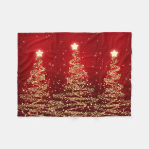 Couverture Polaire Arbres de scintillement de Noël élégant rouges