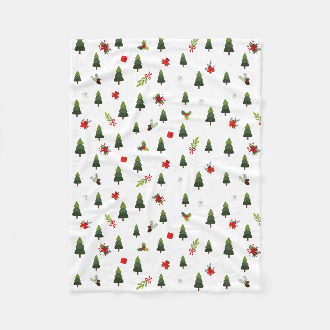 Couverture Polaire Arbres et vaches de Noël (Devant)