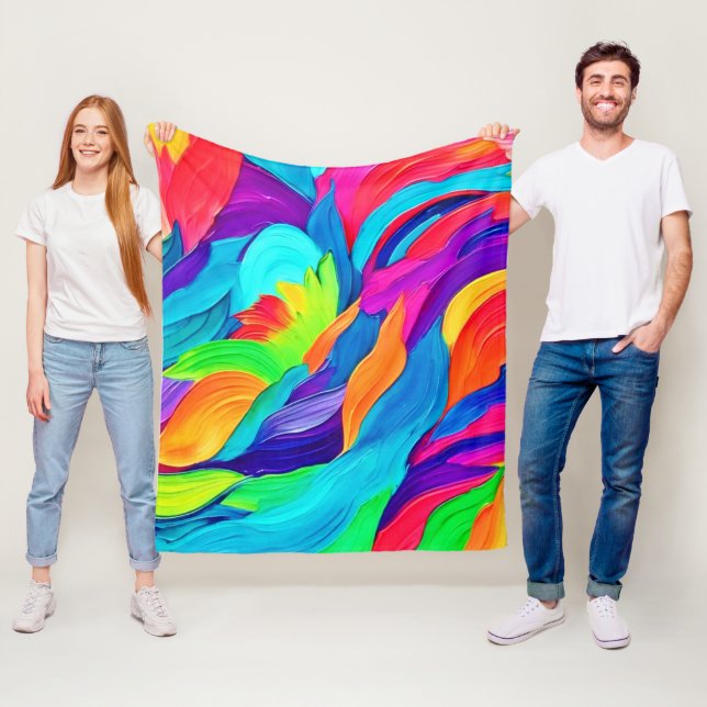 Couverture Polaire Arc-en-ciel dynamique tourbillonne l'art Abstrait (En situation)