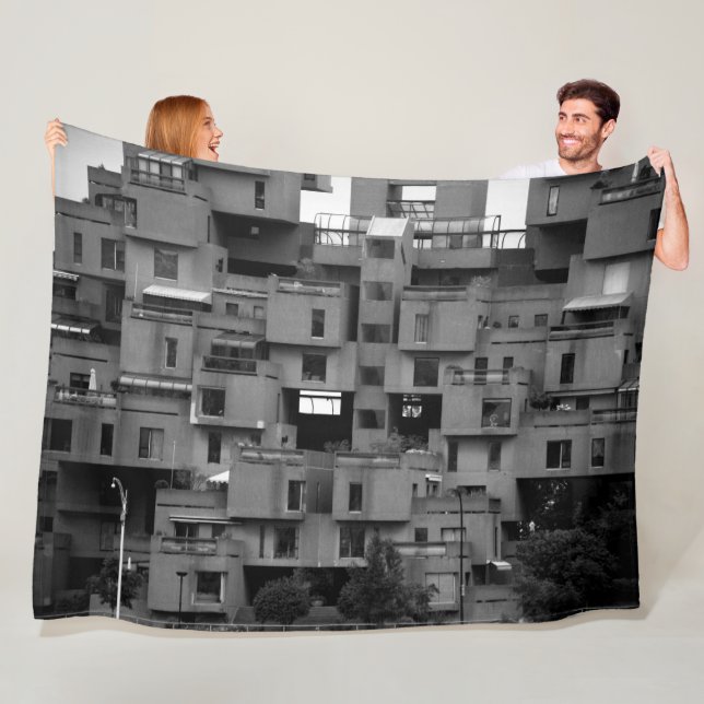 Couverture Polaire Architectural noir et blanc (En situation)