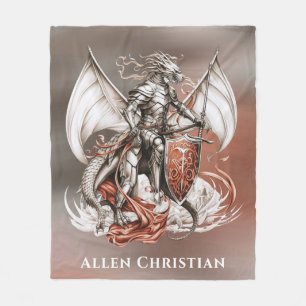 Couverture Polaire Argent Armor Dragon Orange Anniversaire cadeau