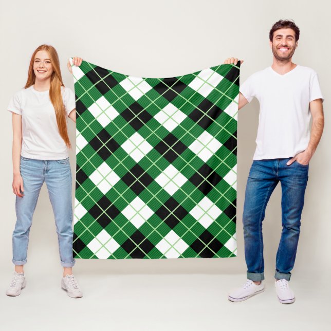Couverture Polaire Argyle à diagonale diamantée en vichy (En situation)