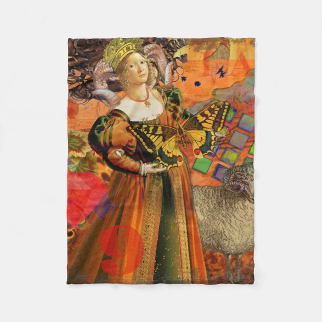 Couverture Polaire Aries Orange Woman : Collage d'art antique gothiqu (Devant)