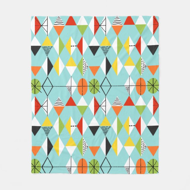 Couverture Polaire Arlequin Motif Retro Blanche polaire (Devant)