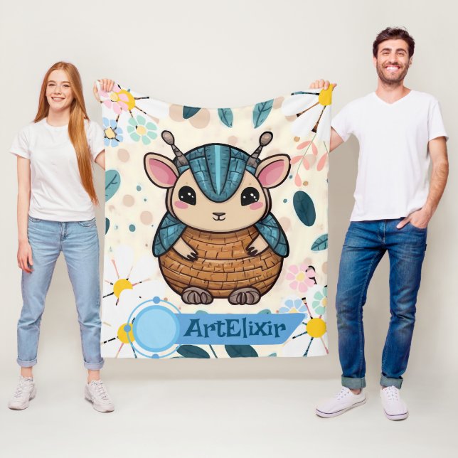 Couverture Polaire Armadillo Cute Kawaii Guerrier Imprimer (En situation)