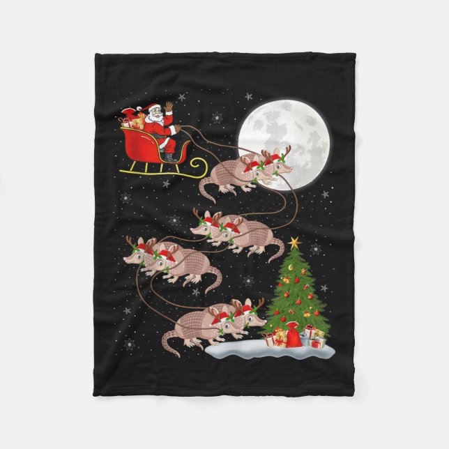 Couverture Polaire Armadillo Santa Sleigh Flying Funny Magical Christ (Devant)