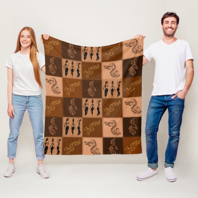 Couverture Polaire Arôme de café. Patchwork. (En situation)