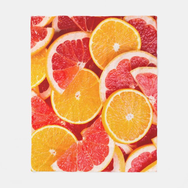 Couverture Polaire Arrière-fond orangé et pamplemousse frais (Devant)