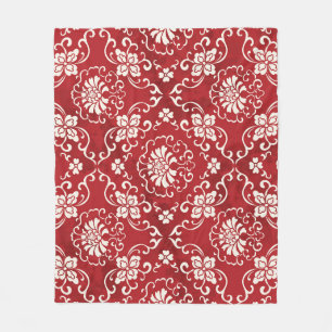 Couverture Polaire Arrière - plan chinois en spirale rouge fleur.