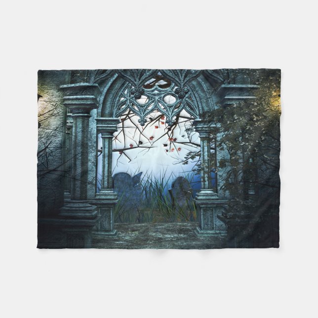 Couverture Polaire Arrière - plan de cimetière sombre (Devant (Horizontal))