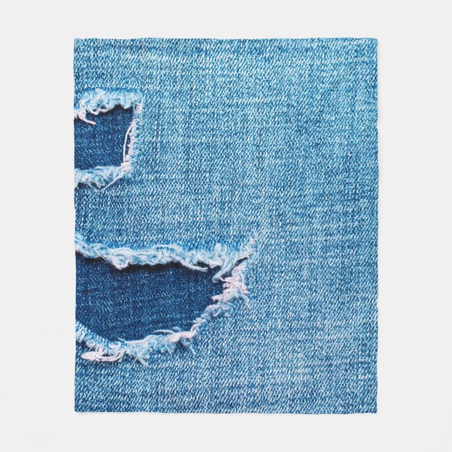 Couverture Polaire Arrière - plan de denim texturé. Trou déchiré dans (Devant)