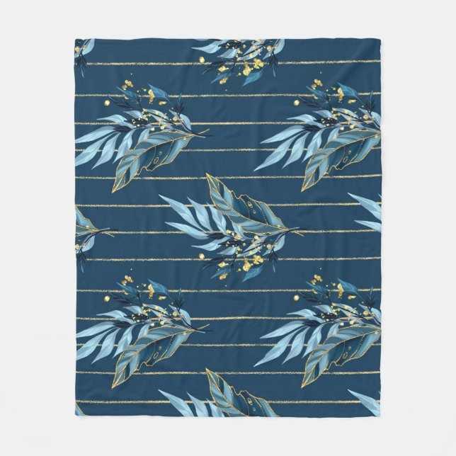 Couverture Polaire Arrière - plan d'enveloppement bleu Feuille sans j (Devant)