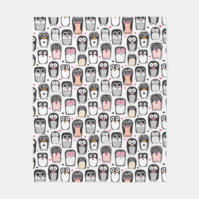 Couverture Polaire arrière - plan d'illustration d'oiseau de pingouin (Devant)