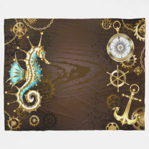 Couverture Polaire Arrière - plan en bois avec cheval de mer mécaniqu