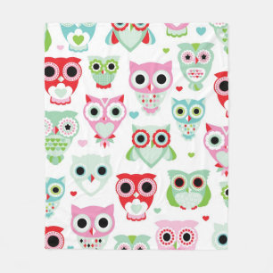 Couverture Polaire arrière - plan en pastel de hibou de couleur de