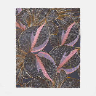 Couverture Polaire Arrière - plan floral doré de luxe avec trop