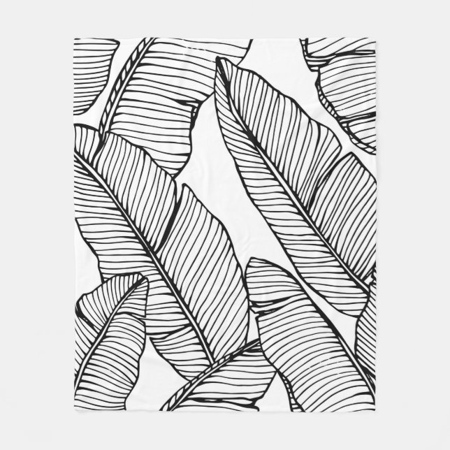 Couverture Polaire Arrière - plan motif de feuille de bananier sans c (Devant)