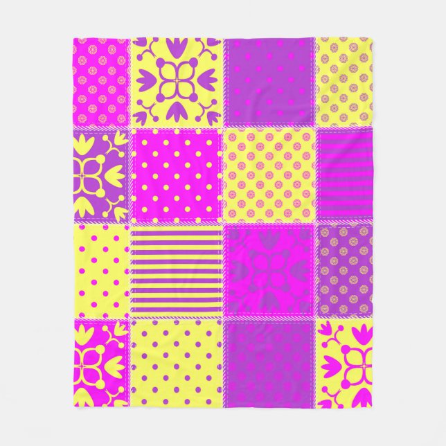 Couverture Polaire arrière - plan patchwork avec différents art motif (Devant)
