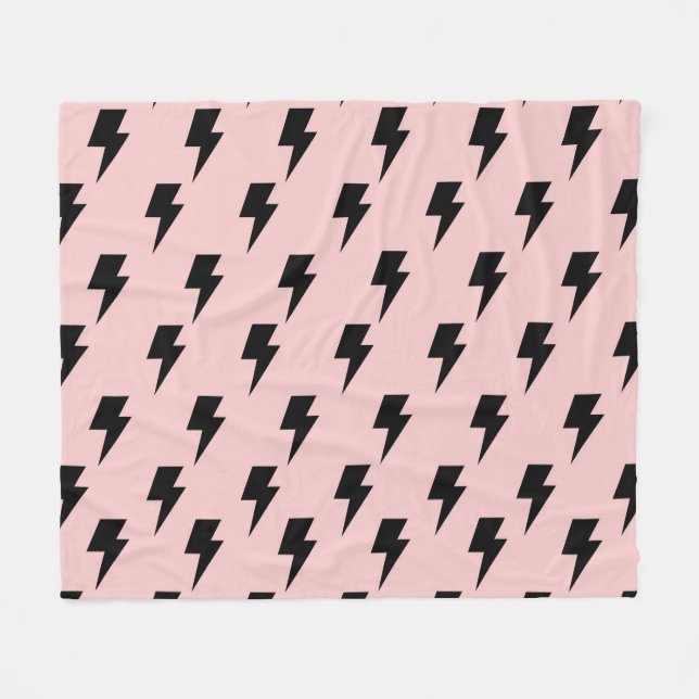 Couverture Polaire Arrière - plan rose de la foudre noire Motif Y2K (Devant (Horizontal))