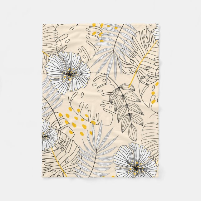 Couverture Polaire Arrière - plan sans faille avec plantes, feuilles  (Devant)