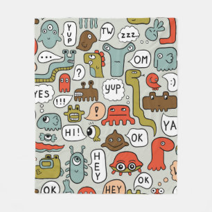 Couverture Polaire arrière - plan sans soudure avec de mignons monstr