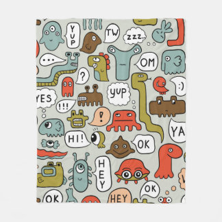 Couverture Polaire arrière - plan sans soudure avec de mignons monstr