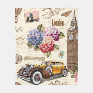 Couverture Polaire Arrière - plan vintage londonien sans couture avec