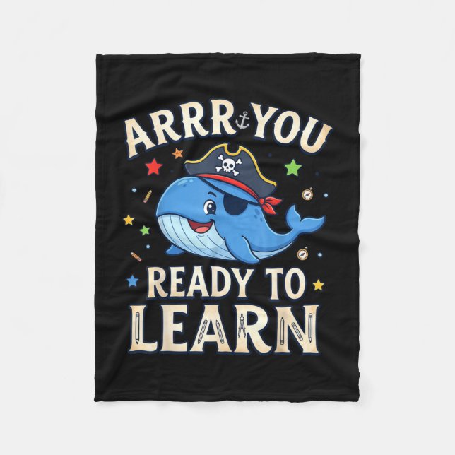 Couverture Polaire Arrr prêt à apprendre drôle professeur baleine ret (Devant)