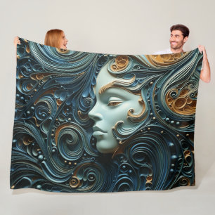 Couverture Polaire Art 3D de la femme Lune