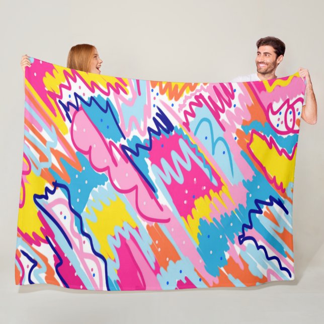 Couverture Polaire Art Abstrait aux couleurs vives (En situation)