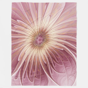 Couverture Polaire Art Abstrait Fractal Fleur & Tons de Bourgogne